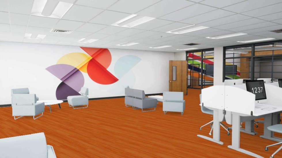 Mohawk LVT flooring in an education interior