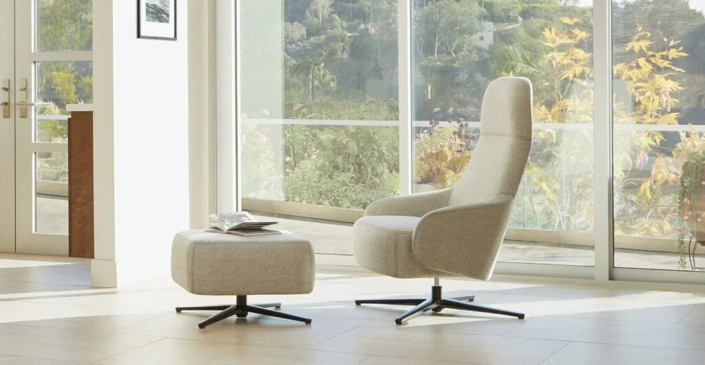Arcadia lounge seating beside a window
