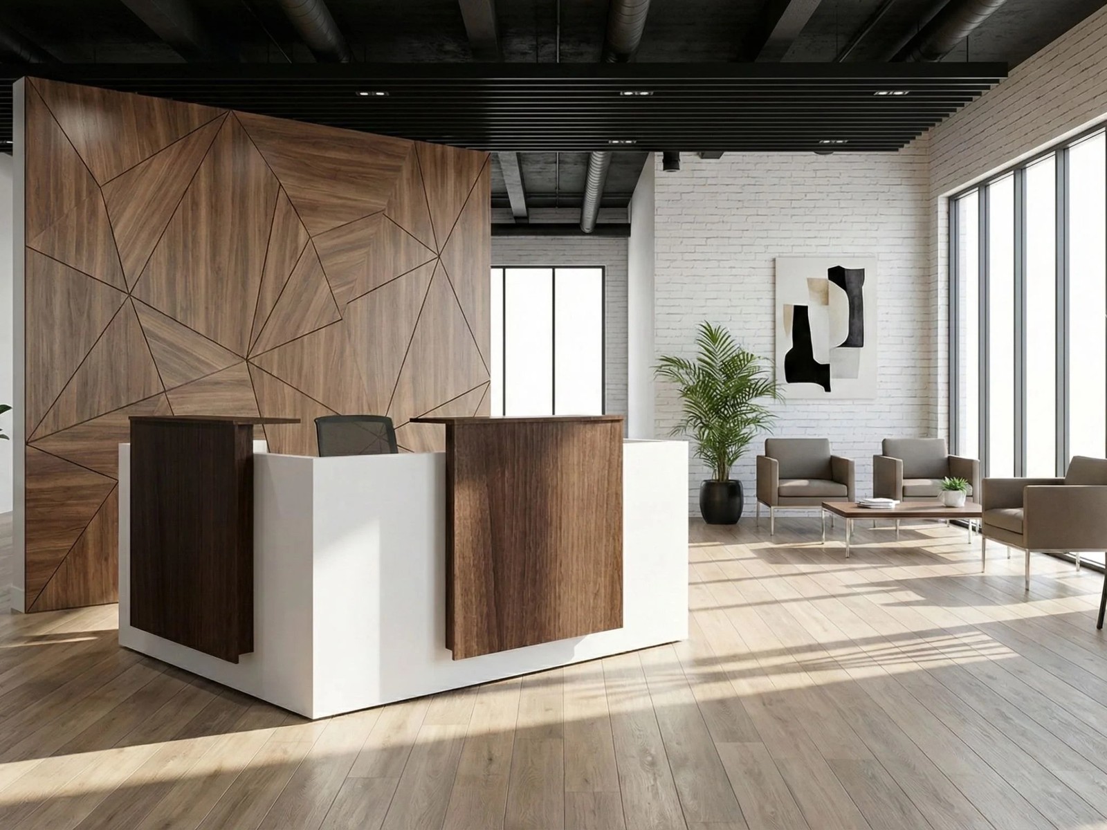 Fluidconcepts Lumi reception counter in an office entrance